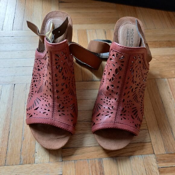 red wedge heels sandals, size 7.5 - Picture 1 of 7